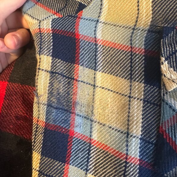 The Mens Shop Casual Button Down Mens Large Acrylic Plaid Flannel Dress Shirt - Picture 8 of 8